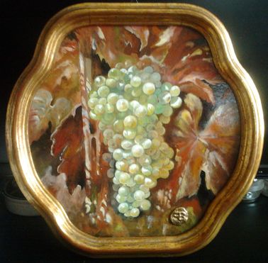"Autunno nella vigna", olio su tavola (30 x 30 cm,...