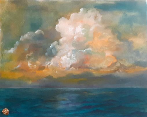 Riflesso di nubi sul mare (olio su tela 50 x 40) 2...